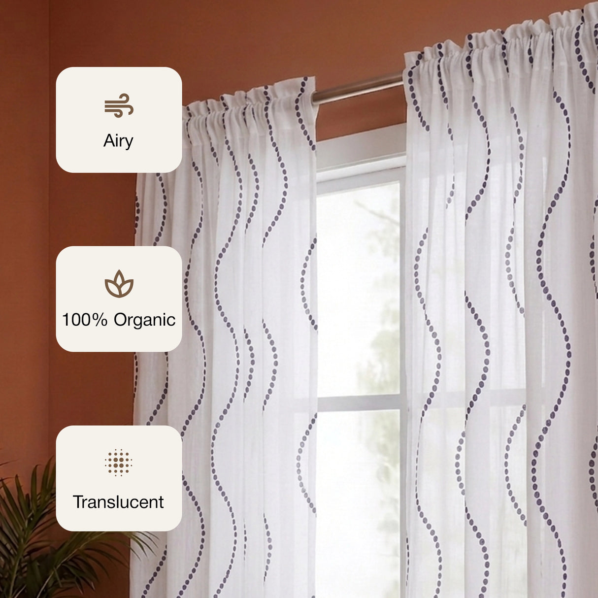 Imprimer Wavy Rhythm - Sheer Curtain Rod Pocket