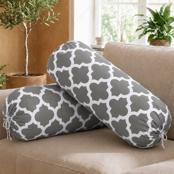 Imprimer Quatrefoil - Printed Bolster Cover (Grey)