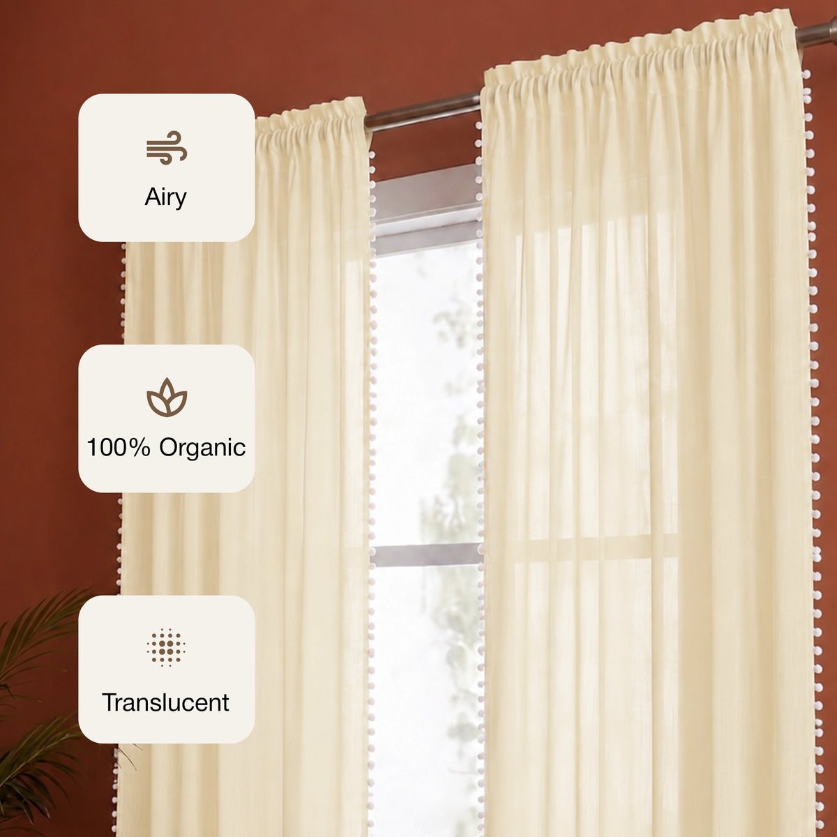 Fort Handpicked Breeze - Rod Pocket Beige Sheer Curtain