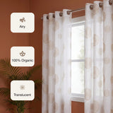 Imprimer Gold Dandelions - Eyelet Printed Sheer Curtain