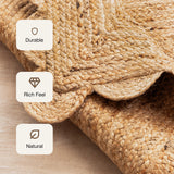 Natural Scalloped Jute Area Rug - Rectangular