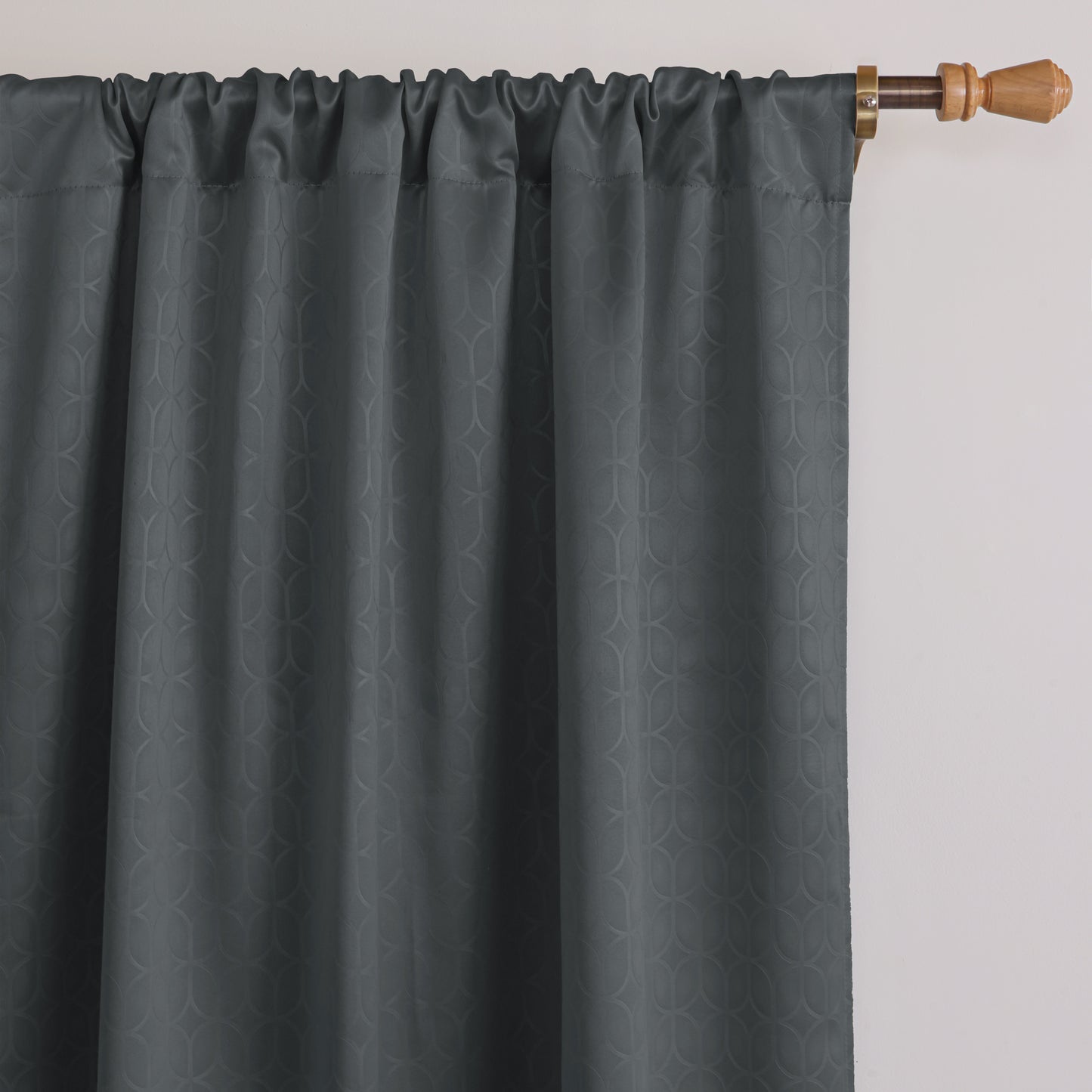 Grey Rod Pocket Solid Curtain