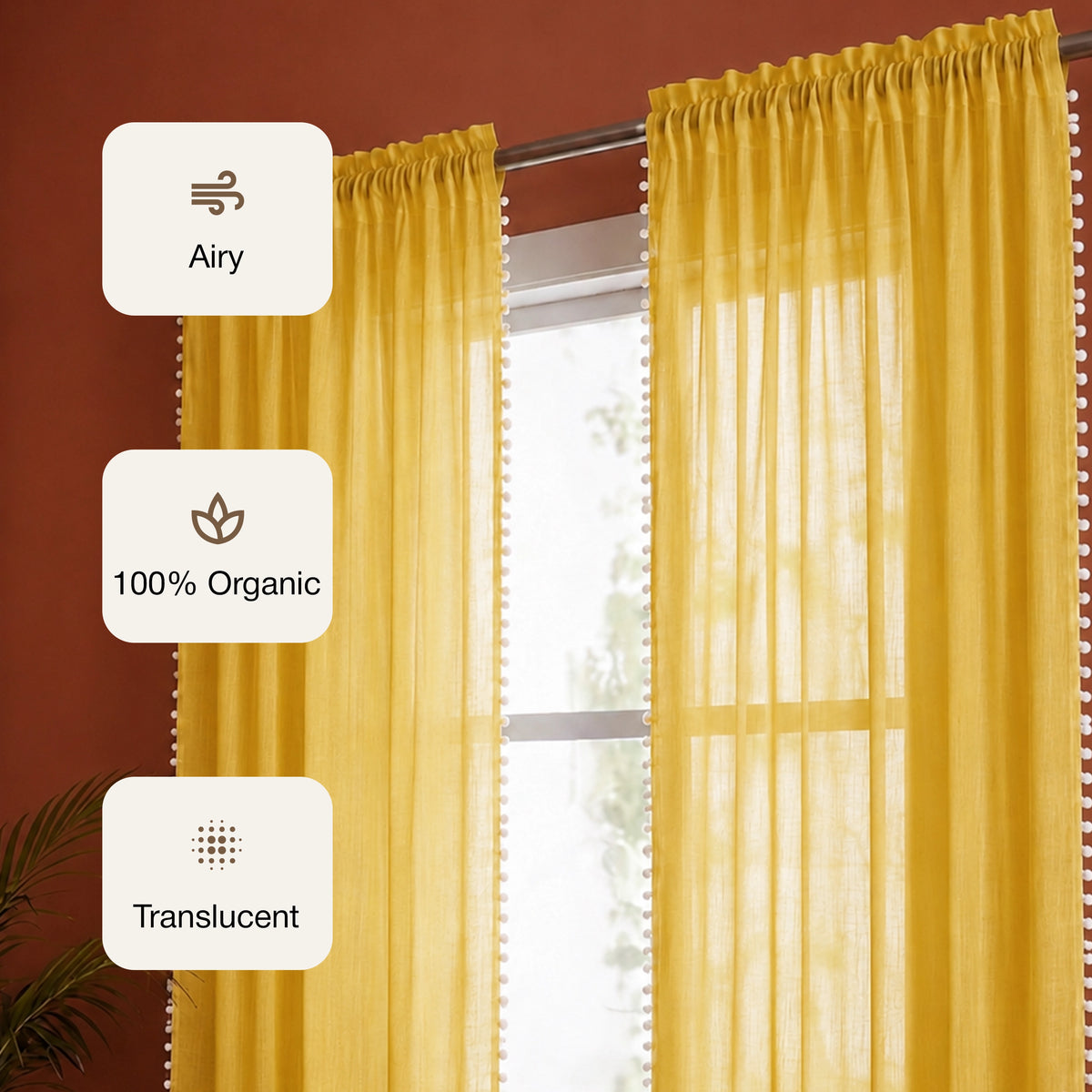 Fort Handpicked Breeze - Rod Pocket Yellow Sheer Curtain