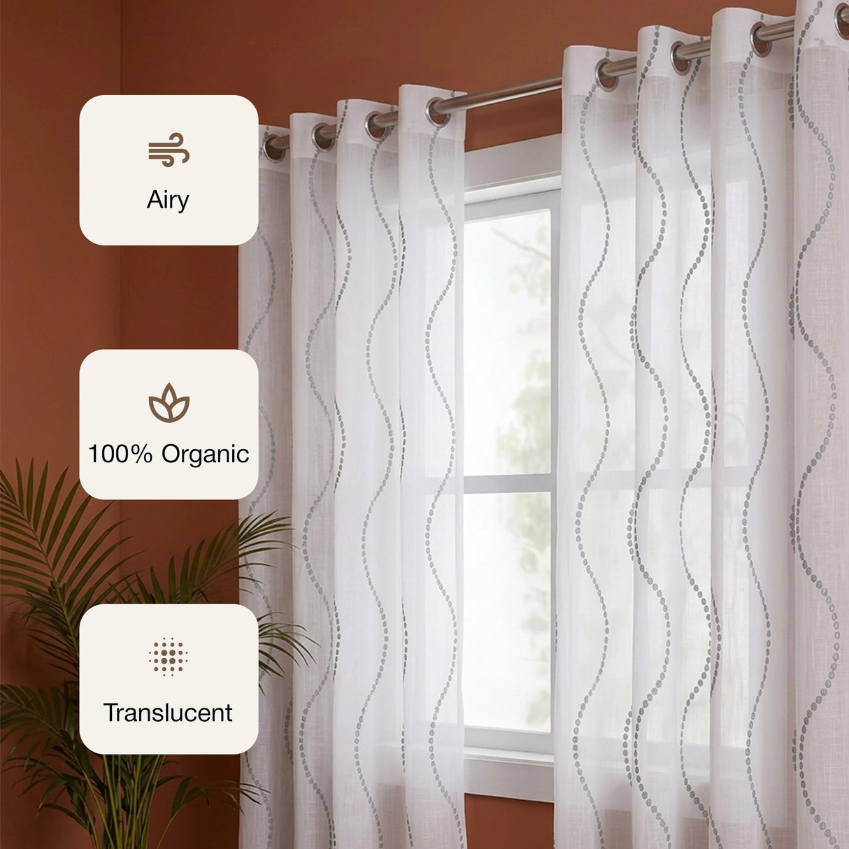 Imprimer Wavy Rhythm - Sheer Curtain