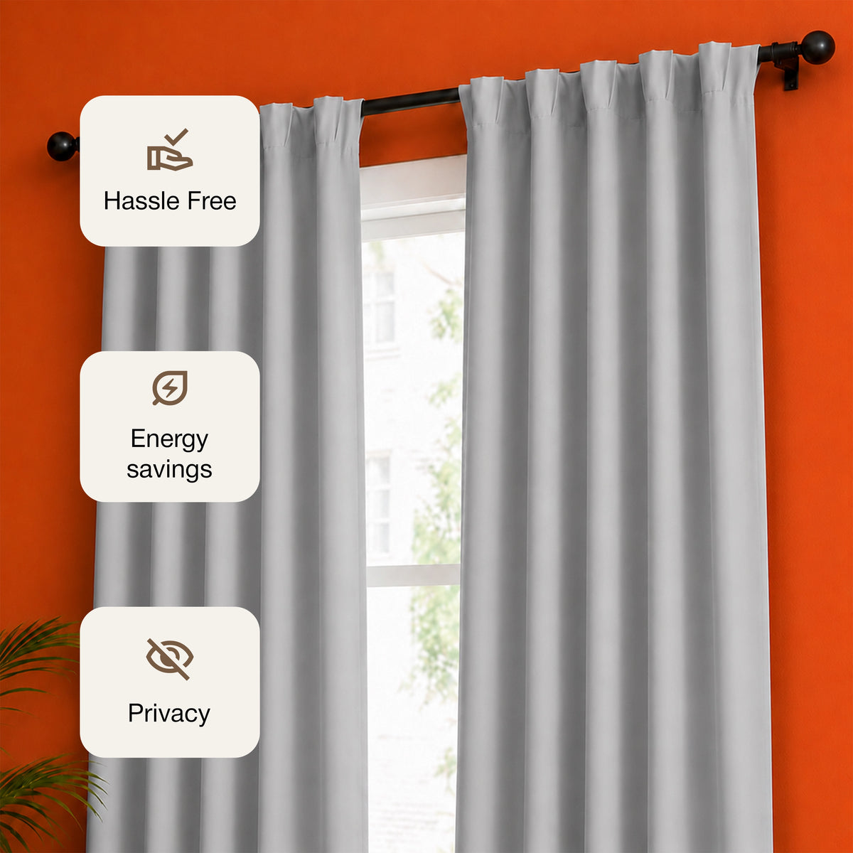 Fort Essential - Back Tab Blackout Curtain (Greyish White)