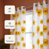 Imprimer Blooming Sunflowers - Printed Sheer Eyelet Curtain