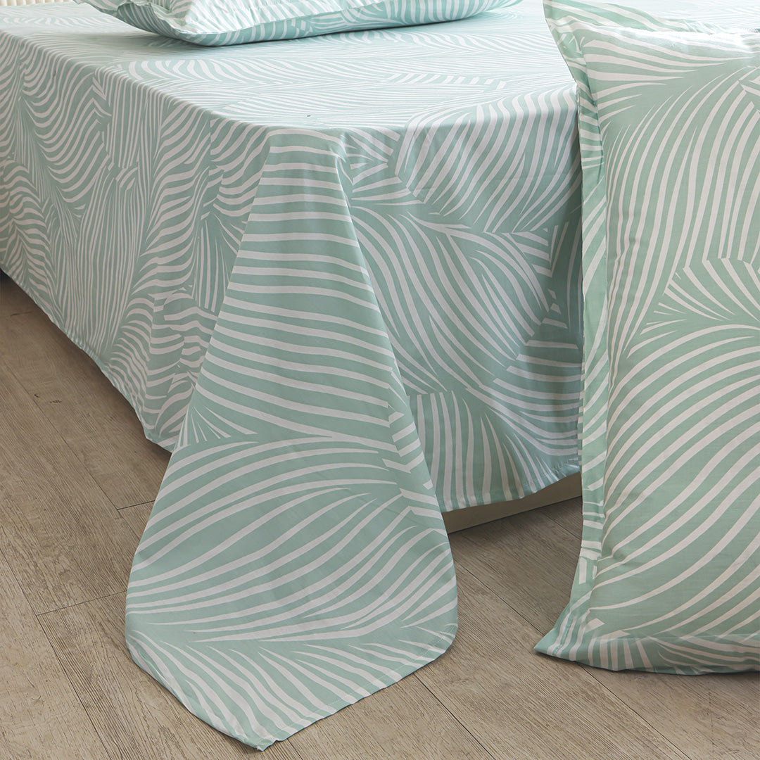 Mint Green Feather - Bedsheet (Green & White)
