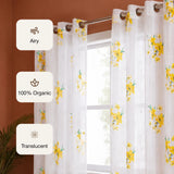 Imprimer Gleamflora - Flower Printed Eyelet Curtain (Yellow)