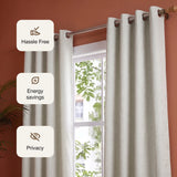 Fort Essential Abstract - Eyelet Black Backing Blackout Curtain (Off White)