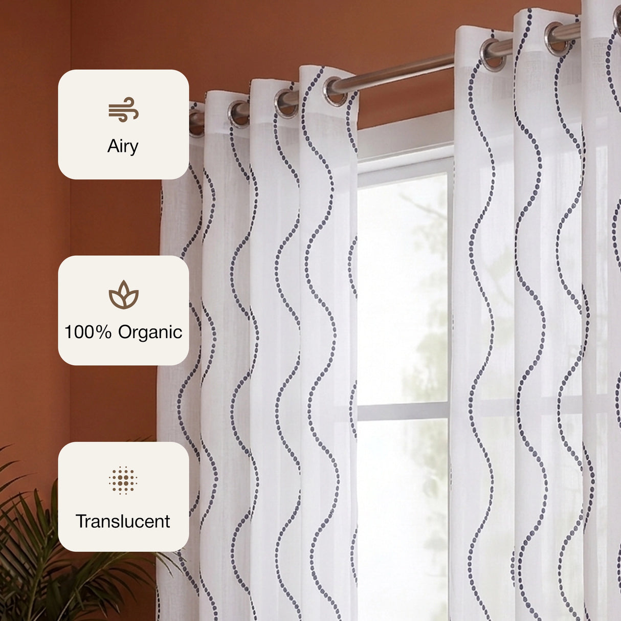Imprimer Wavy Rhythm - Sheer Curtain