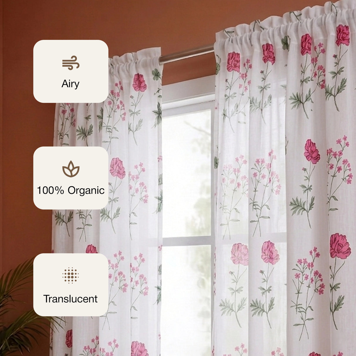 Imprimer Rosachic - Printed Sheer Curtain (Multicolor)