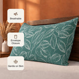 Imprimer Lilac - Leaf Printed Pillow Cover (Aqua Blue)