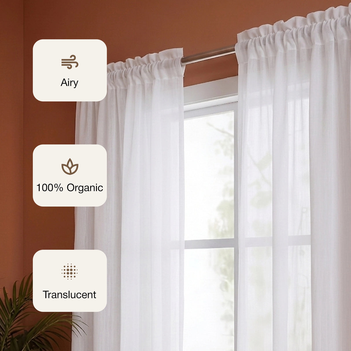 Fort Absolute - Rod Pocket White Sheer Curtain