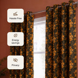 Imprimer Abstract - Digital Printed Blackout Curtain (Black & Mustard)