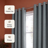 Fort Essential Abstract - Eyelet Black Backing Blackout Curtain (Grey)