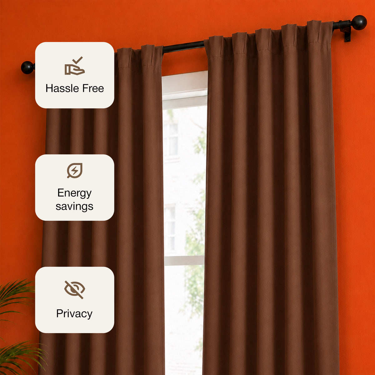 Fort Essential - Back Tab Blackout Curtain (Brown)