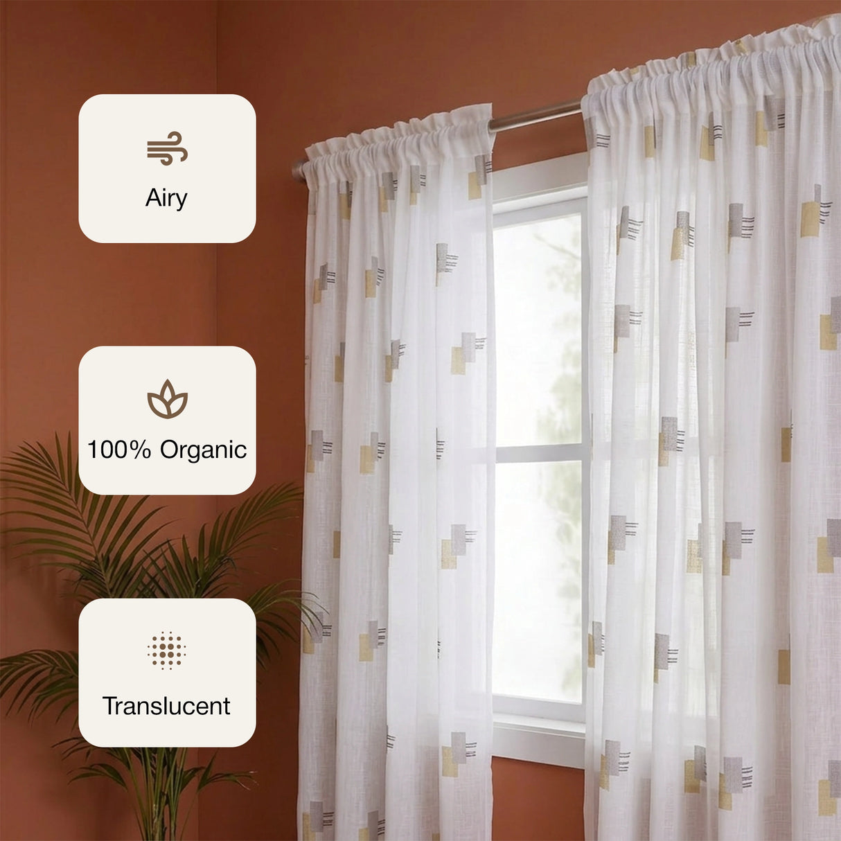 Imprimer Modern Mosaic - Sheer Curtain Rod Pocket