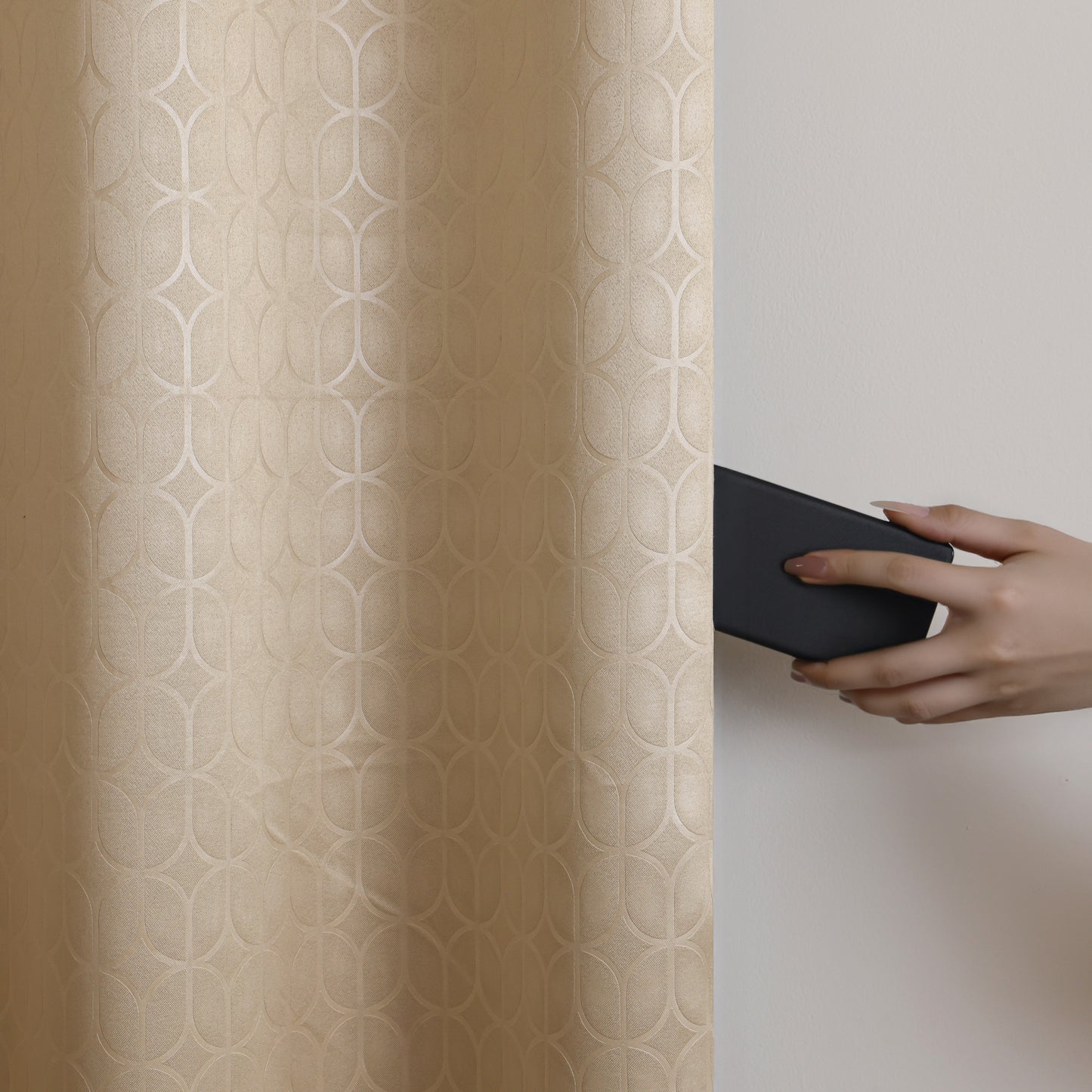 Beige Solid Eyelet Curtain