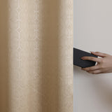 Beige Embossed Blackout Curtain (Elara - Eyelets)