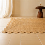 Natural Scalloped Jute Area Rug - Rectangular