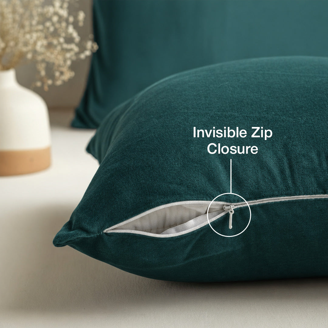 Fort Royal - Velvet Solid Dye Cushion Cover (Rama Green)