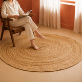 Solid Braided Jute Area Rug - Round