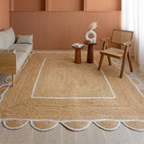 Scalloped Border Jute Area Rug - Rectangular