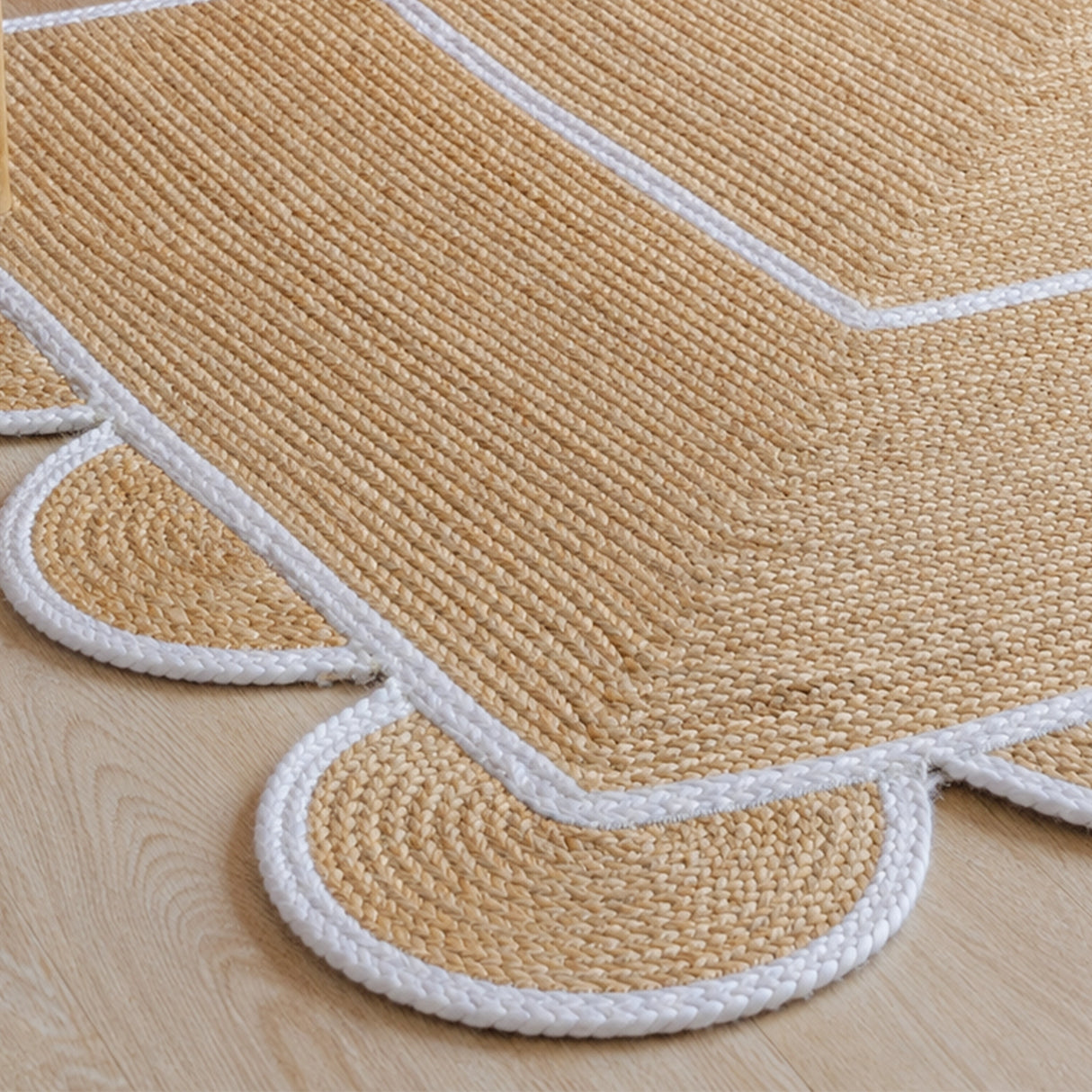 Scalloped Border Jute Area Rug - Rectangular