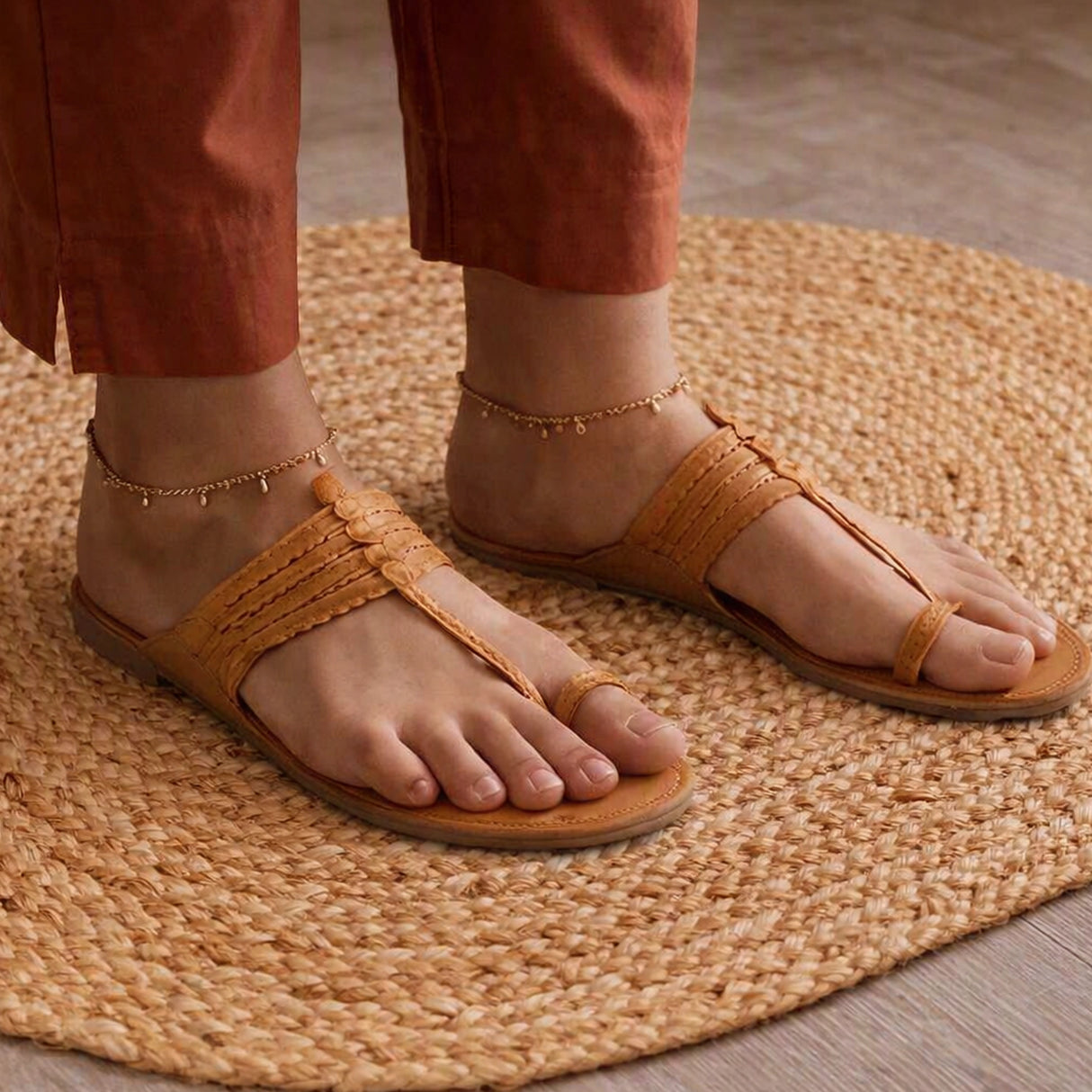 Solid Braided Jute Area Rug - Oval