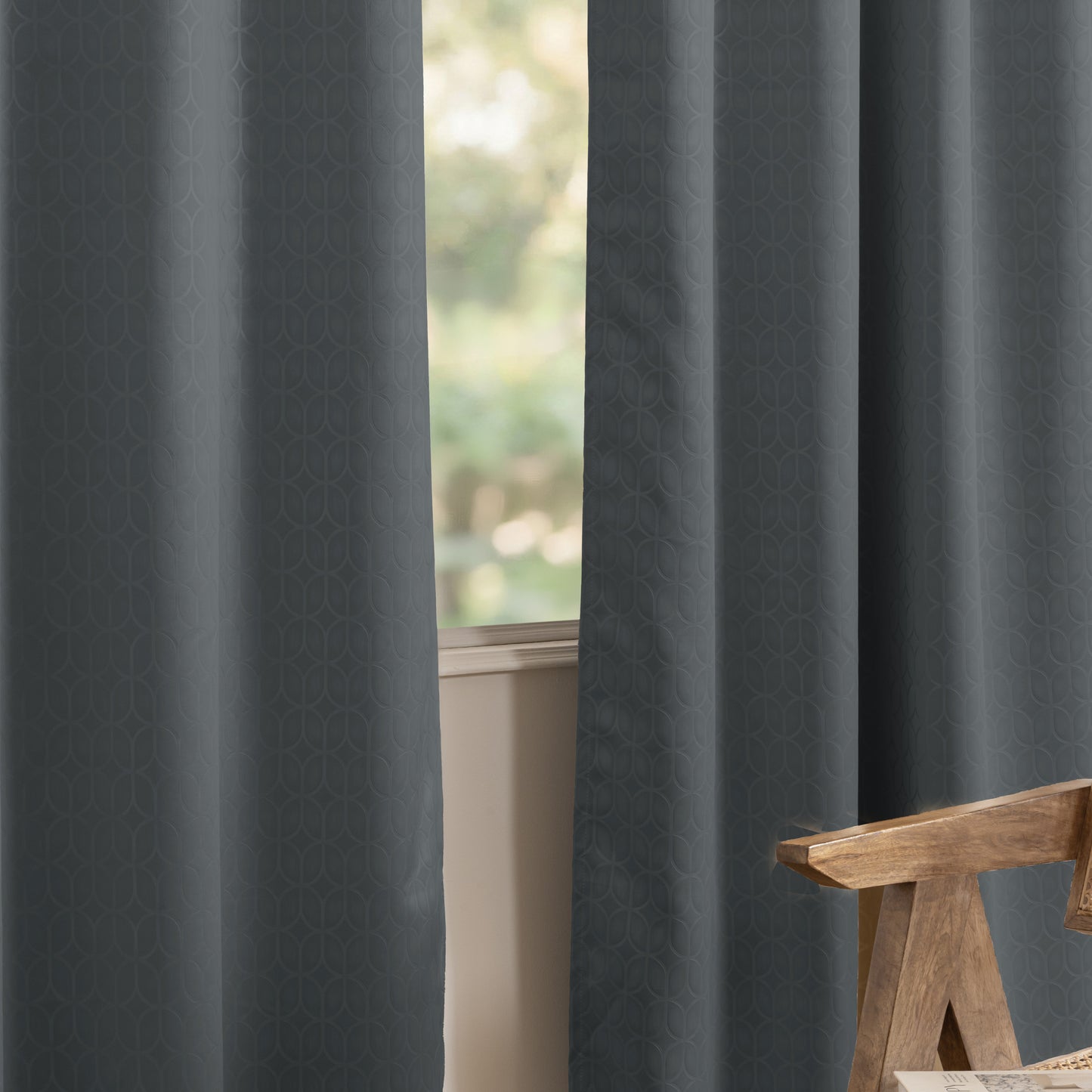 Grey Rod Pocket Solid Curtain