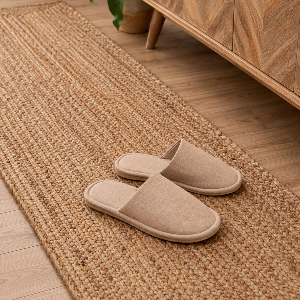 Scalloped Border Jute Area Rug - Rectangular