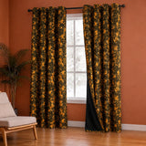 Imprimer Abstract - Digital Printed Blackout Curtain (Black & Mustard)