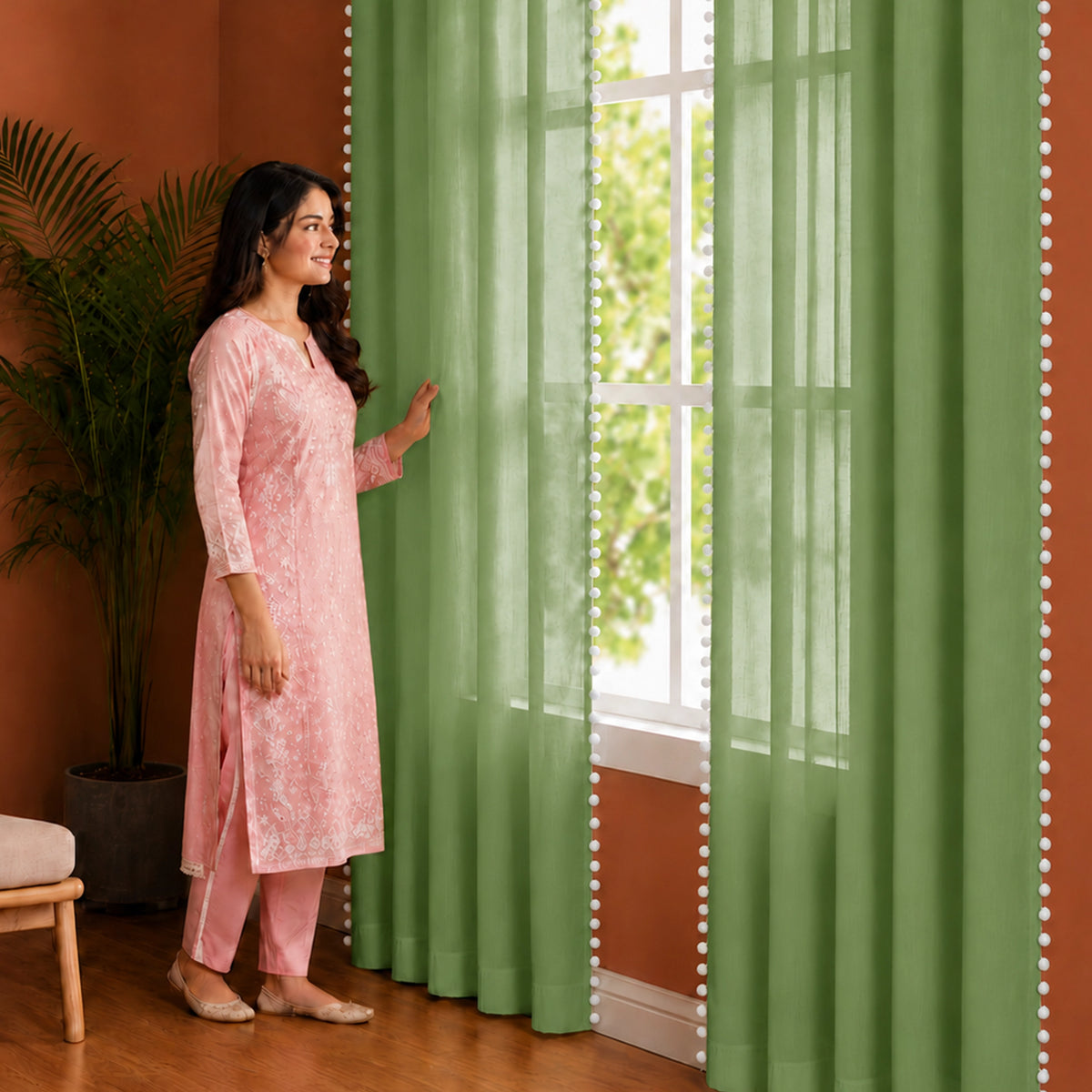 Fort Handpicked Breeze - Rod Pocket Mint Green Sheer Curtain