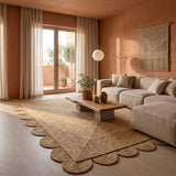 Natural Scalloped Jute Area Rug - Rectangular