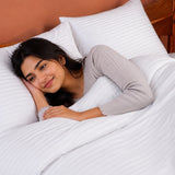 Breton Mellow - Satin Stripe Duvet Cover (White)