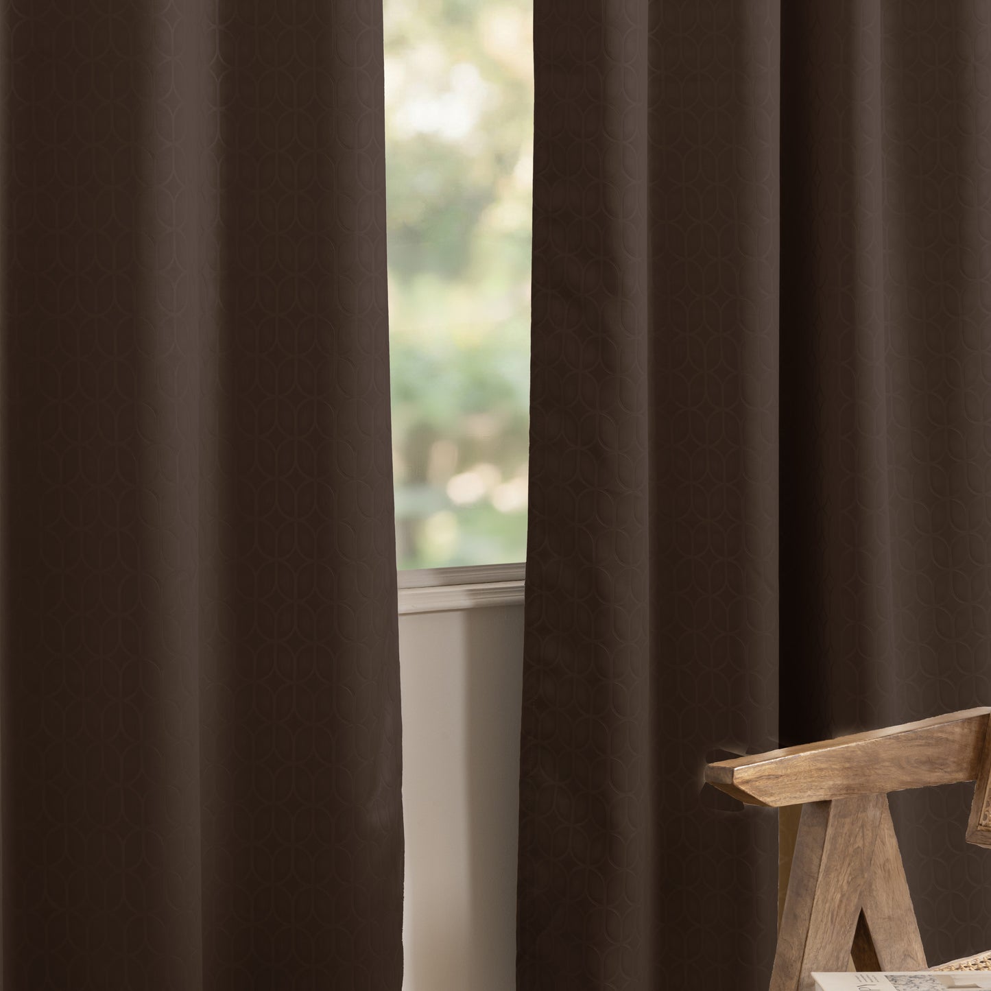Brown Rod Pocket Solid Curtain