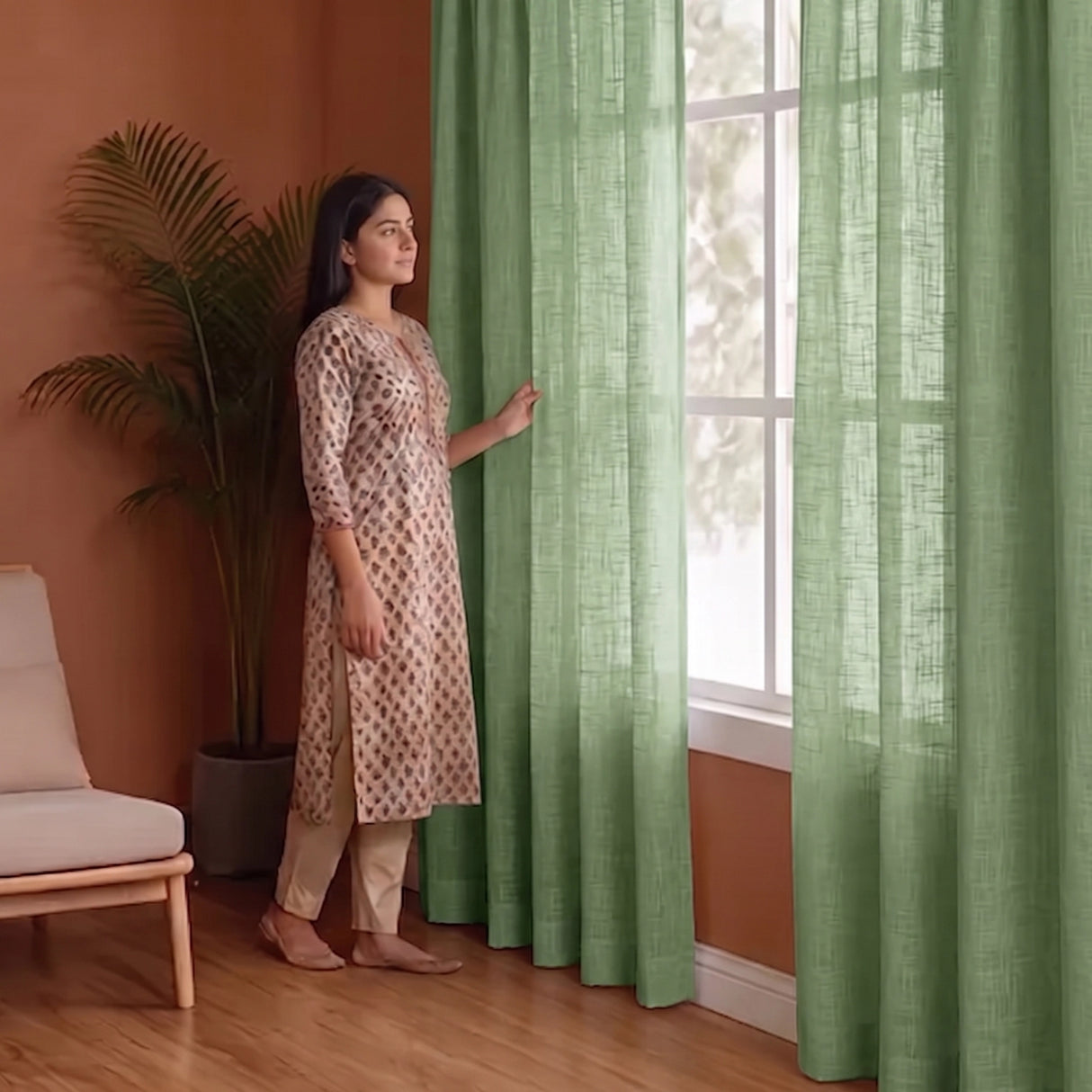 Fort Absolute - Rod Pocket Mint Green Sheer Curtain