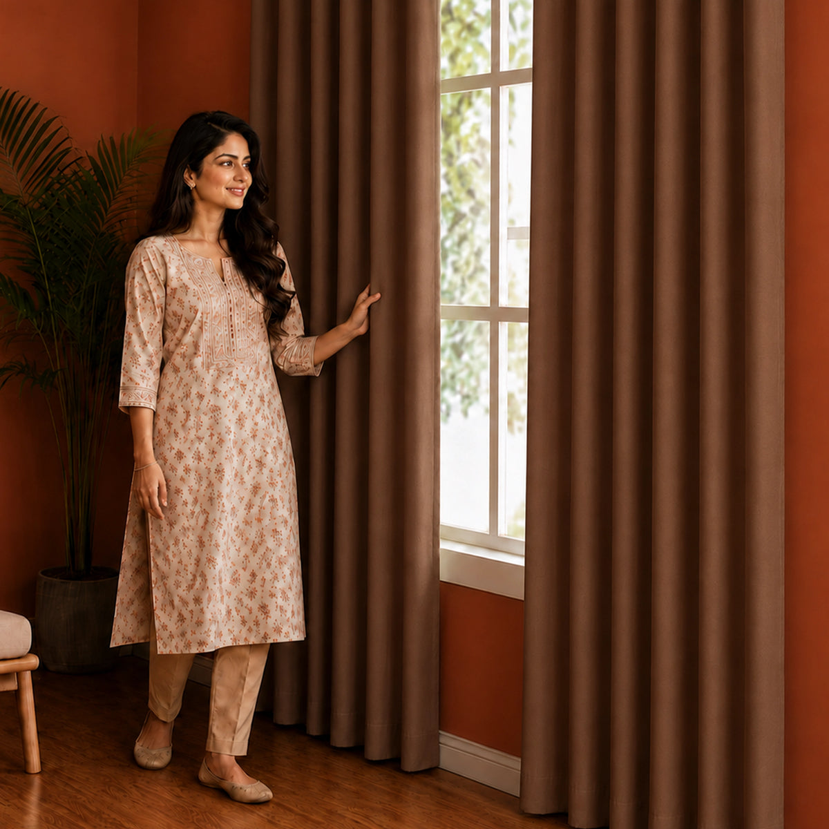 Fort Essential - Back Tab Blackout Curtain (Brown)