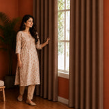 Fort Essential - Back Tab Blackout Curtain (Brown)