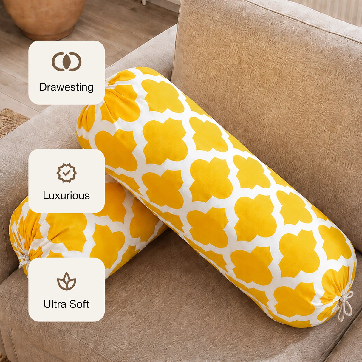 Imprimer Quatrefoil - Printed Bolster Cover (Yellow)
