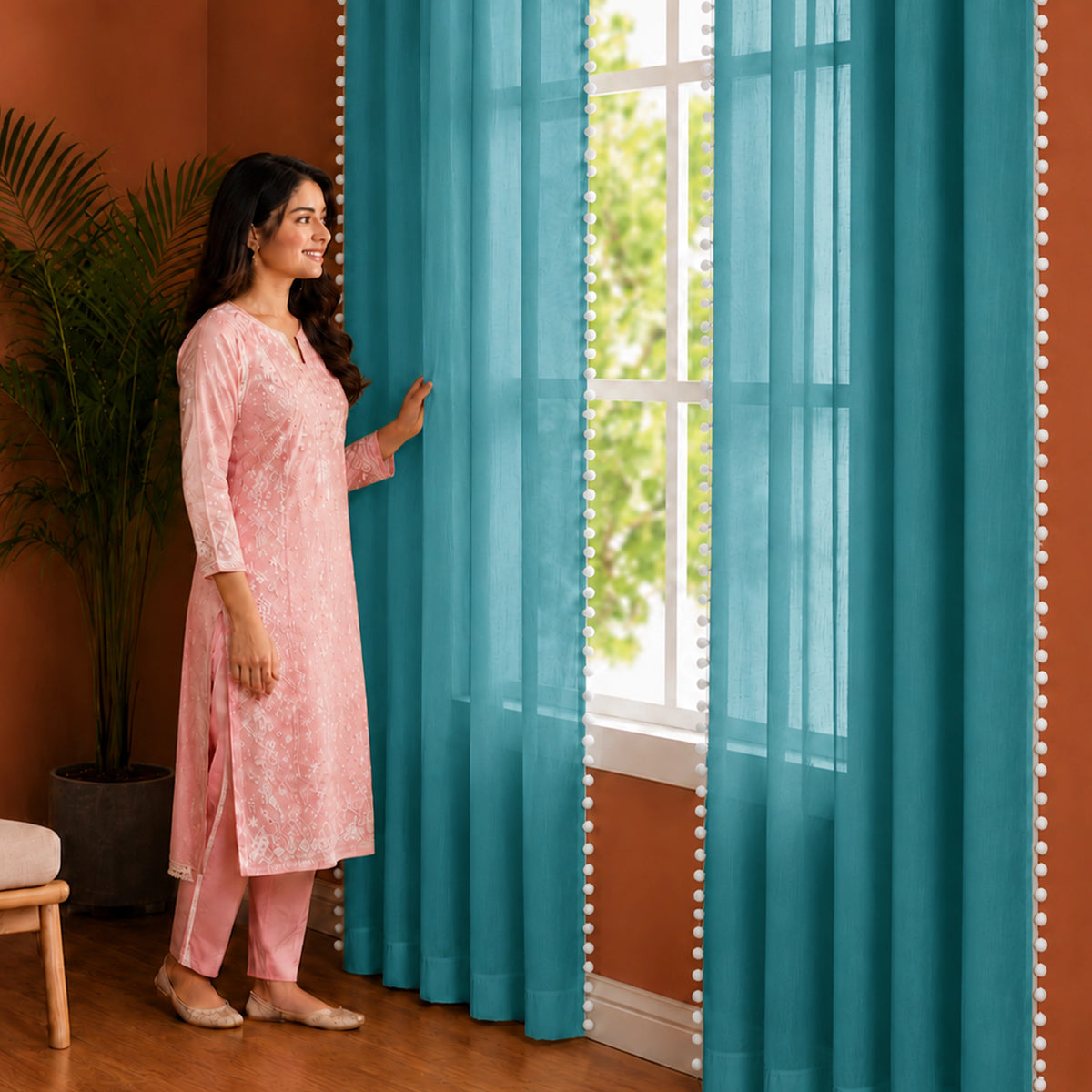 Fort Handpicked Breeze - Blue Sheer Curtain