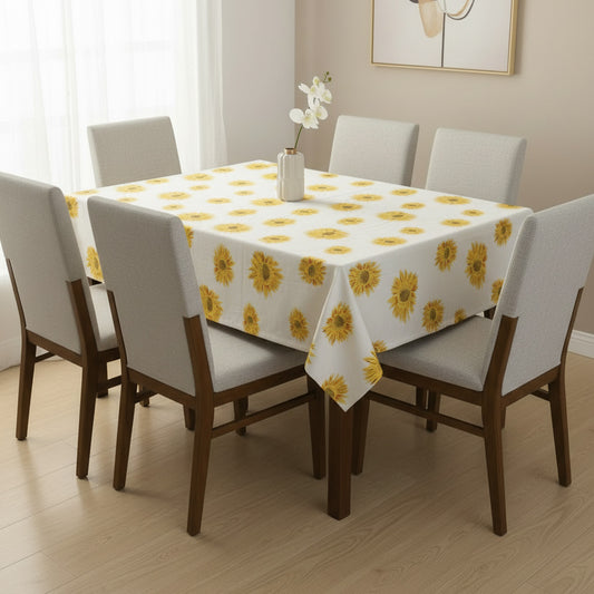 Cotton Sun Flower Print Dining Table Cover (Multicolor)Cotton Sun Flower Print Dining Table Cover (Multicolor)