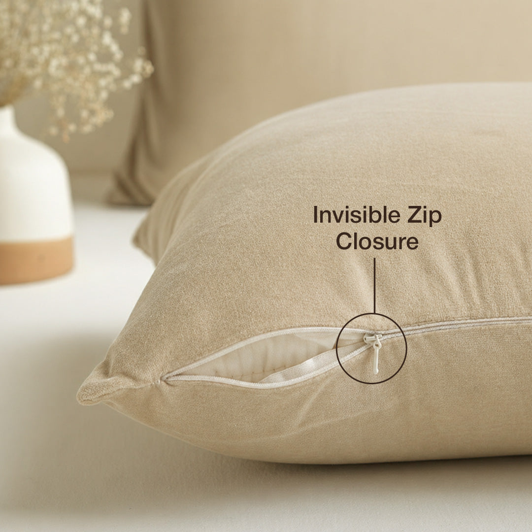 Fort Royal - Velvet Solid Dye Cushion Cover (Beige)