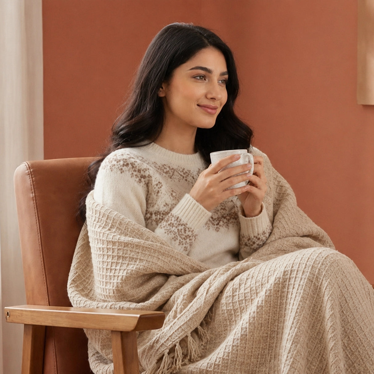 Beige - Waffle Throw