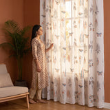 White Lunaria Garden Eyelet Printed Sheer Curtain