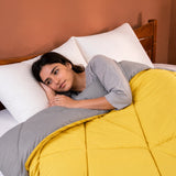 Fort - Box Stitch Duvet Comforter (Mango Yellow & Dark Grey)