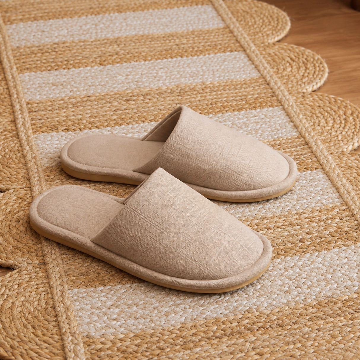 Scalloped Stripe Jute Area Rug - Rectangular