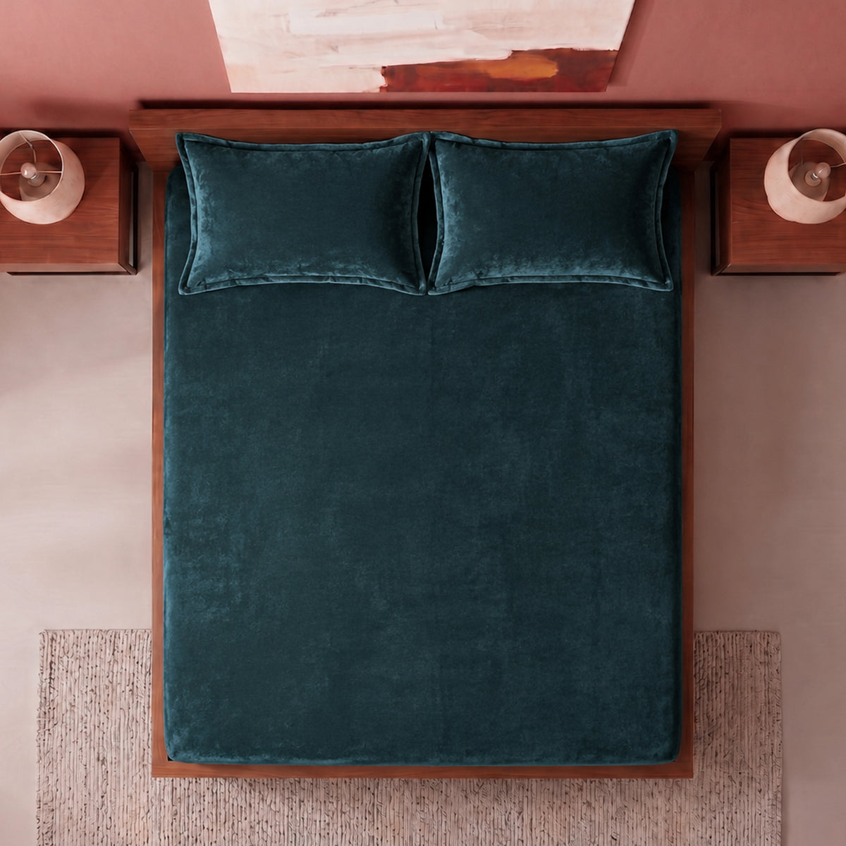 Homemonde Lightweight - Fleece Fitted Bedsheet (Emerald Green)