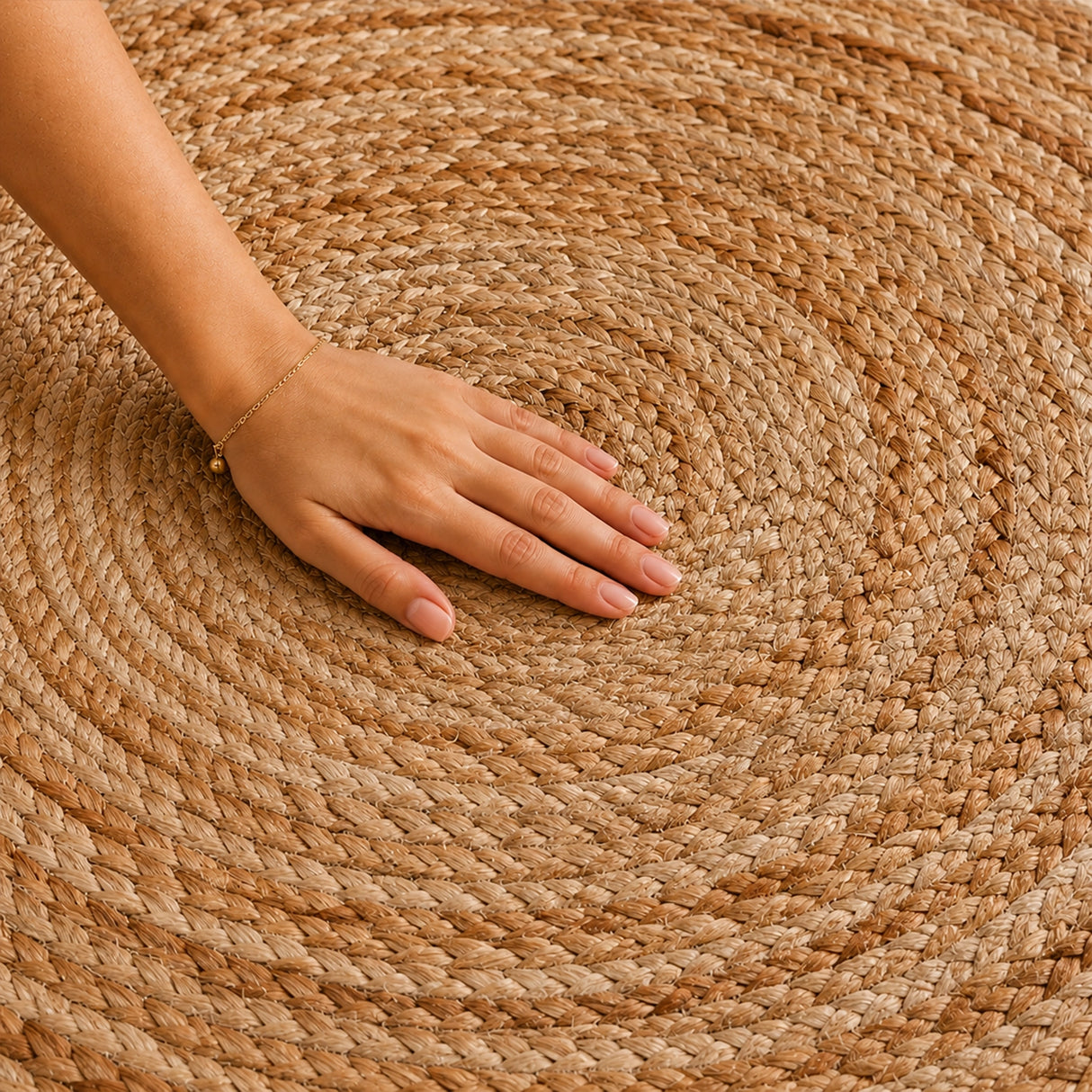 Solid Braided Jute Area Rug - Round