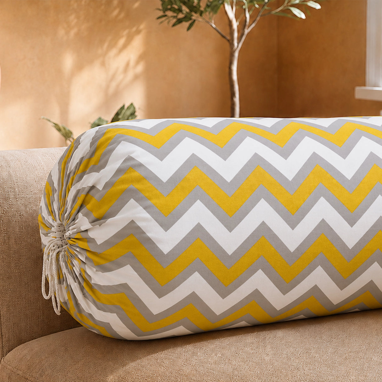 Imprimer Chevron - Printed Bolster Cover (Yellow)